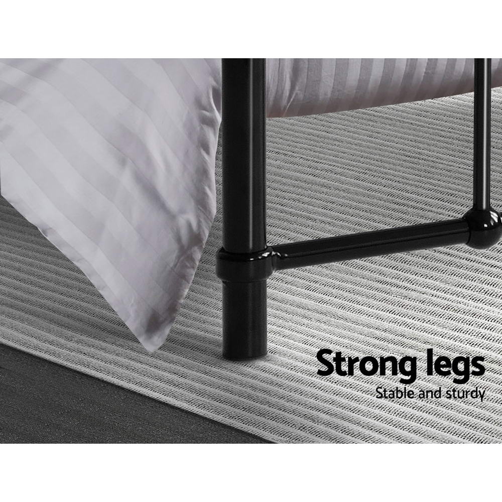 NNEDSZ Artiss Bed Frame Metal Bed Frame LEO - King Single(Black)-2