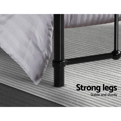 NNEDSZ Artiss Bed Frame Metal Bed Frame LEO - King Single(Black)-2