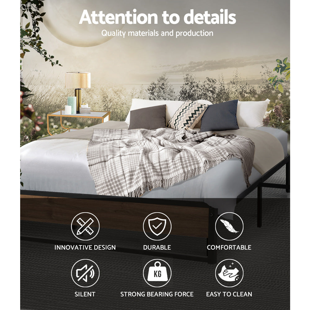 NNEDSZ Artiss Bed Frame Metal Bed Frame Bed Base OSLO - Queen-3