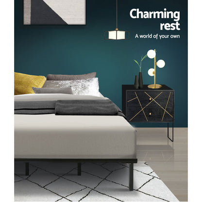 NNEDSZ Artiss Bed Frame Queen Size Metal Bed Frame TED-3