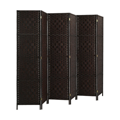 NNEED 6 Panel Room Divider Privacy Screen Brown-0