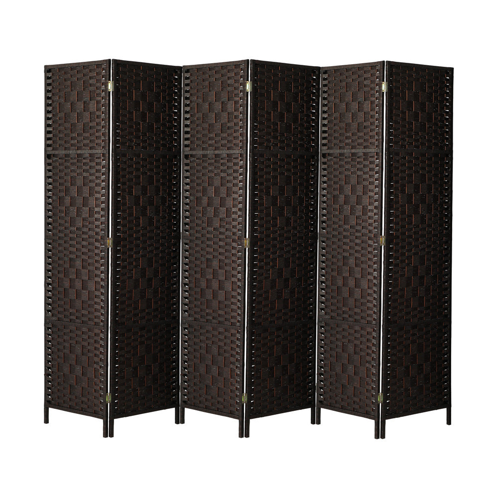 NNEED 6 Panel Room Divider Privacy Screen Brown-2
