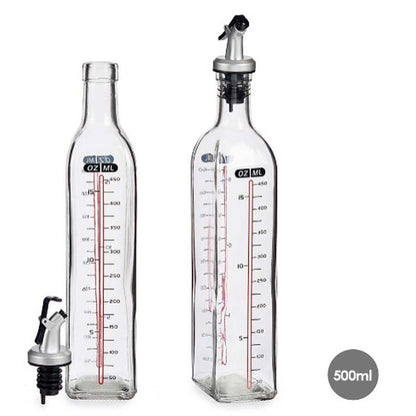 Aceitera Vivalto 500 ml – Cristal Transparente con Tapa de Silicona y Polipropileno (Pack de 12 Unidades)
