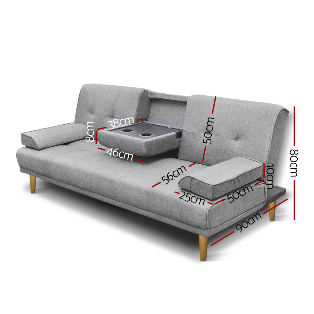 NNEDSZ 3 Seater Fabric Sofa Bed - Grey-1