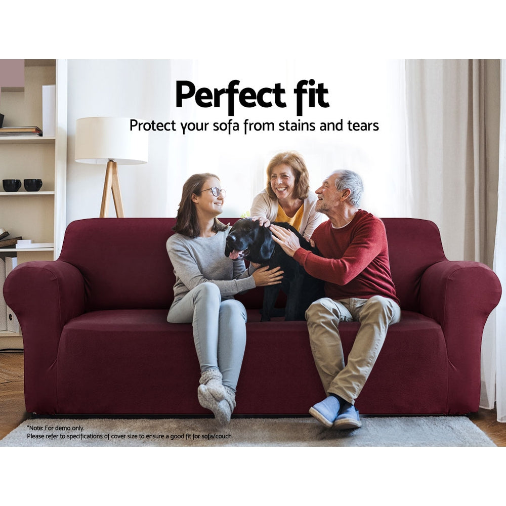 NNEDSZ Sofa Cover Elastic Stretchable Couch Covers Burgundy 3 Seater-1