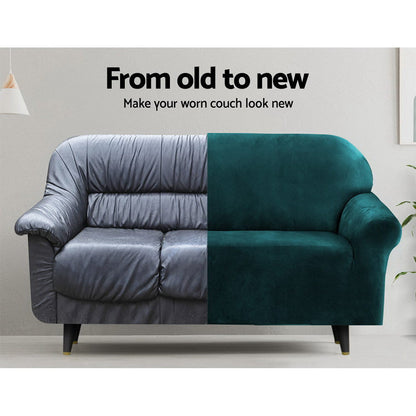 NNEDSZ Velvet Sofa Cover Plush Couch Cover Lounge Slipcover 2 Seater Agate Green-3