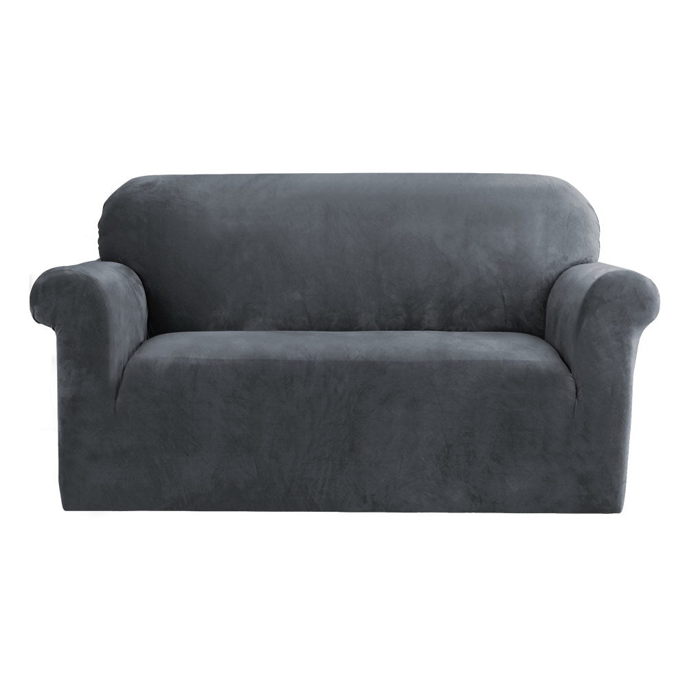 NNEDSZ Artiss Sofa Cover Couch Covers 2 Seater Velvet Grey-0