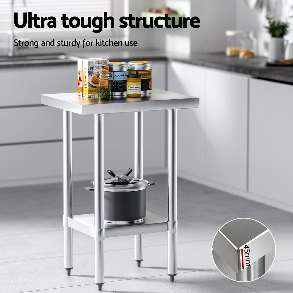 NNEDSZ Cefito Stainless Steel Kitchen Benches Work Bench 610x457mm 430-4