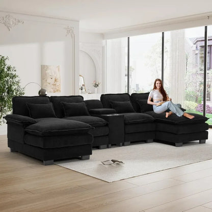 Sofá Modular en U “Cloud” de 124" en Chenilla Suave – Comodidad Absoluta y Diseño Contemporáneo