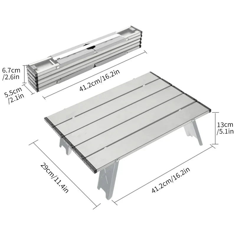 Aluminum Alloy Mini Camping Table Foldable Silver-3