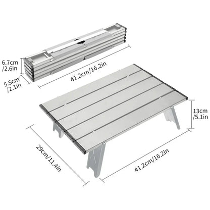Aluminum Alloy Mini Camping Table Foldable Silver-3