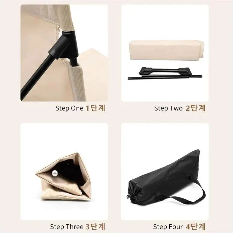 NNEOBA Foldable Camping Chair Cushion And Storage Bag Beige-3