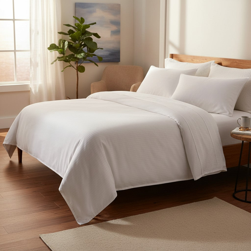 T-250 Blended Collection 5 MM Satin Stripe Bed Sheets-1