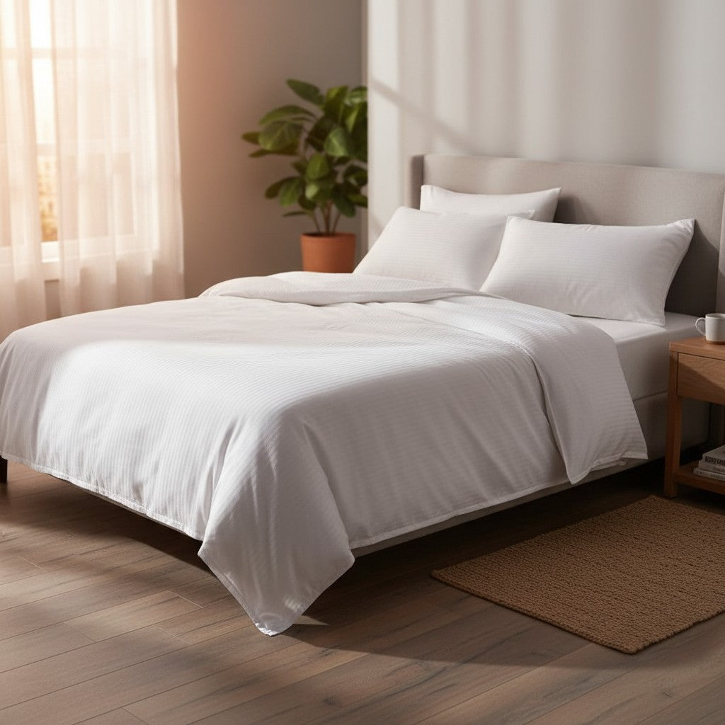 T-250 Blended Collection 5 MM Satin Stripe Bed Sheets-0