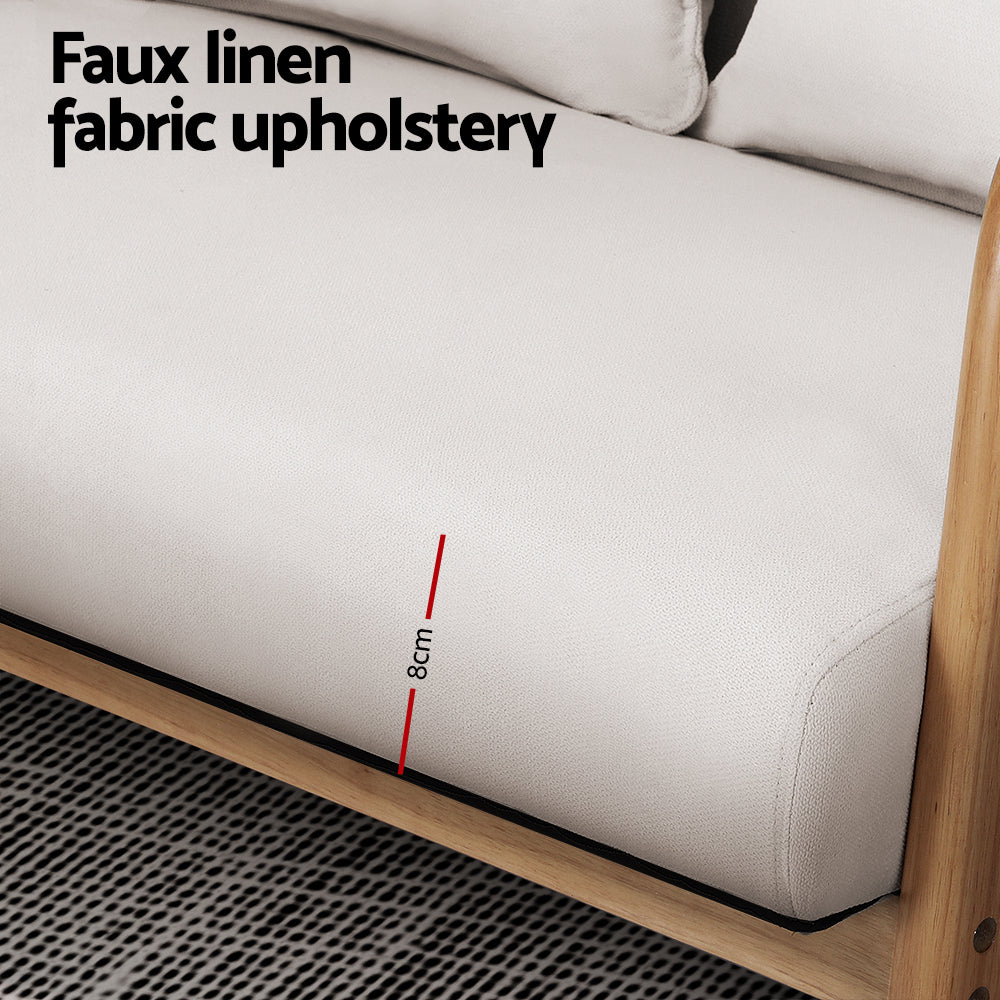 NNEDSZ Armchair Lounge Chair Accent Armchairs Couch Sofa Loveseat Beige Wood-3