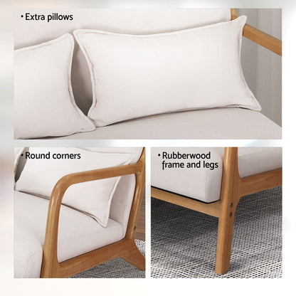 NNEDSZ Armchair Lounge Chair Accent Armchairs Couch Sofa Loveseat Beige Wood-4