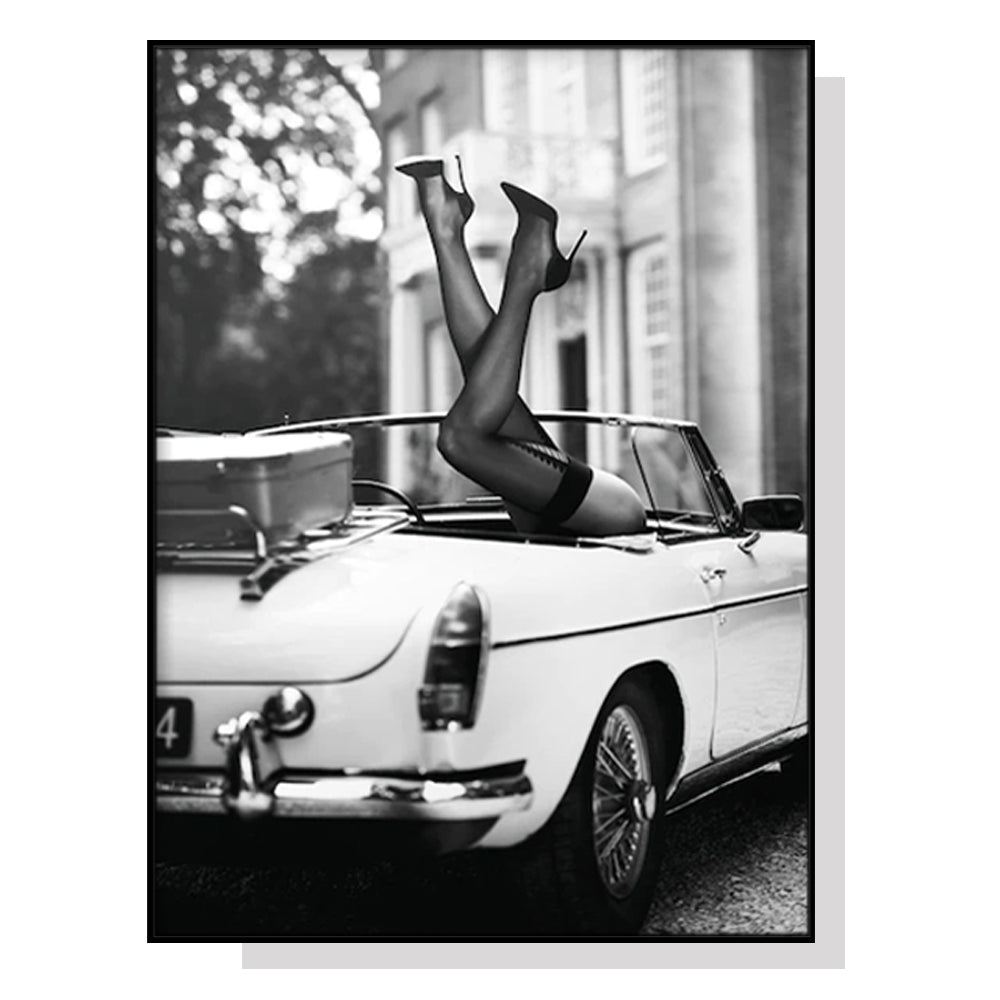 NNEDSZ Wall Art 80cmx120cm High Heels in Classic Car Black Frame Canvas-0