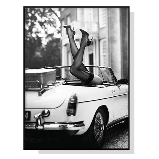 NNEDSZ Wall Art 80cmx120cm High Heels in Classic Car Black Frame Canvas-0