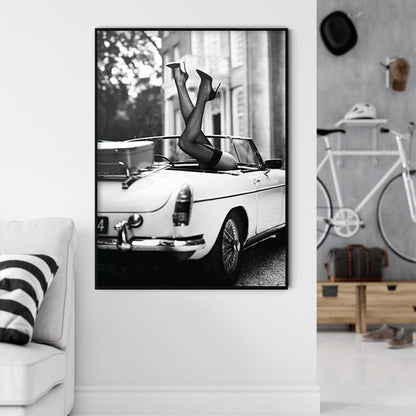 NNEDSZ Wall Art 80cmx120cm High Heels in Classic Car Black Frame Canvas-3