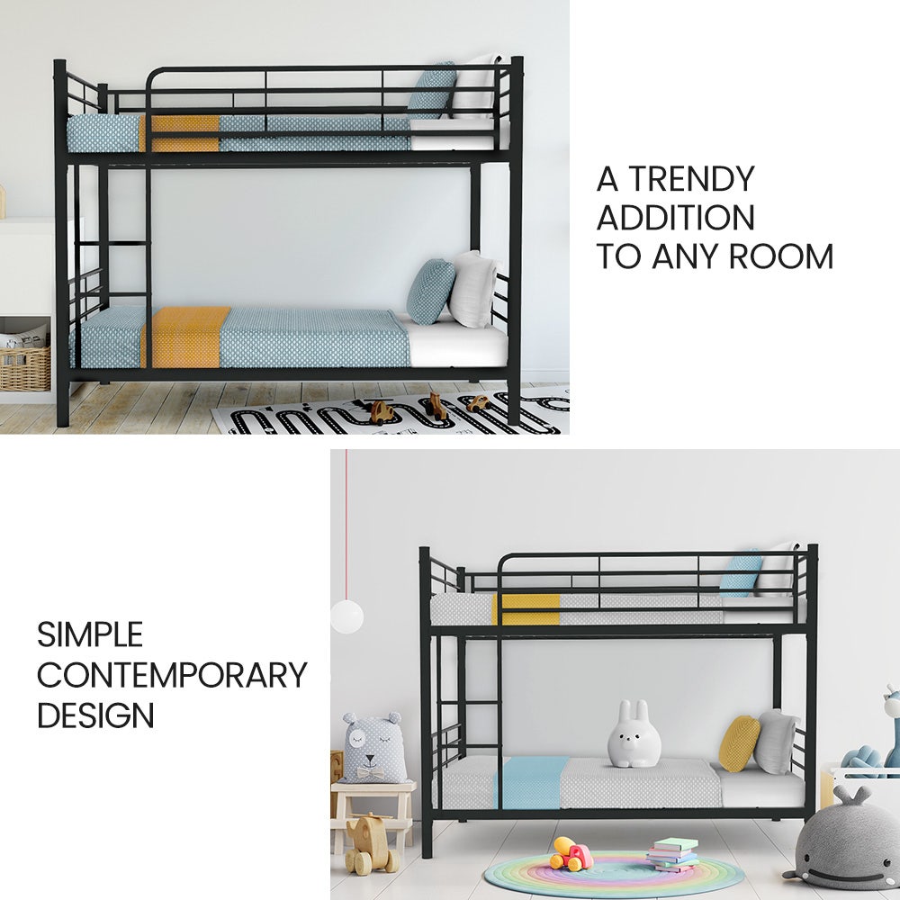 NNEDSZ Kingston Slumber 2in1 King Single Metal Bunk Bed Frame, with Modular Design, Dark Matte Grey-1