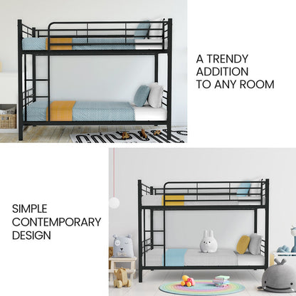 NNEDSZ Kingston Slumber 2in1 King Single Metal Bunk Bed Frame, with Modular Design, Dark Matte Grey-1