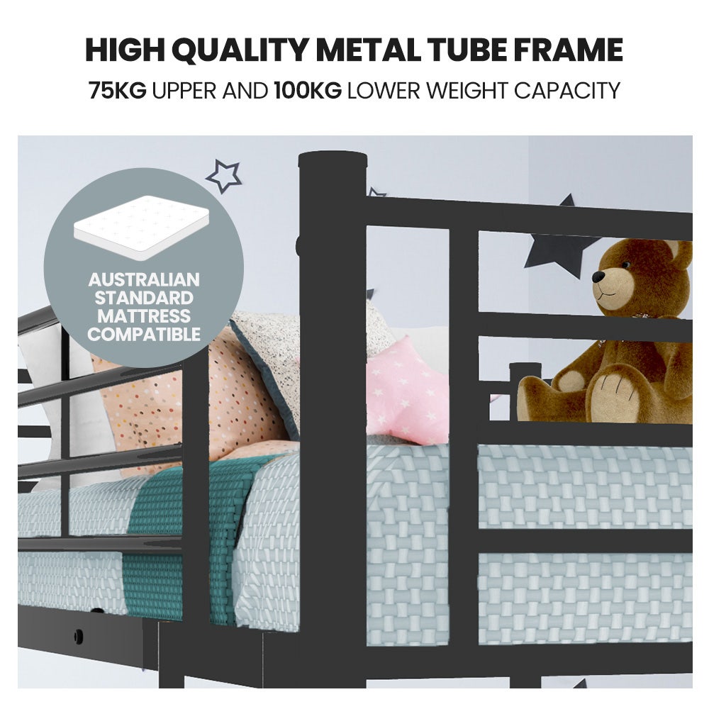 NNEDSZ Kingston Slumber 2in1 King Single Metal Bunk Bed Frame, with Modular Design, Dark Matte Grey-2