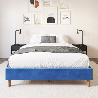 NNEDSZ Velvet Blue Bed Frame – Double-0