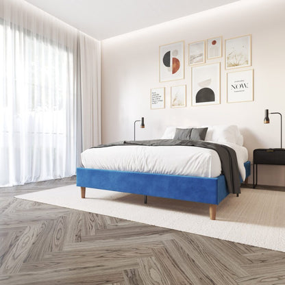 NNEDSZ Velvet Blue Bed Frame – Double-1