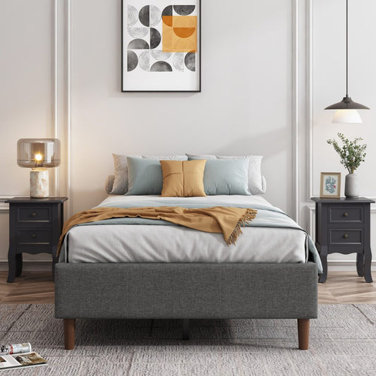 NNEDSZ Bed Frame Mattress Foundation (Dark Grey) – Queen-0