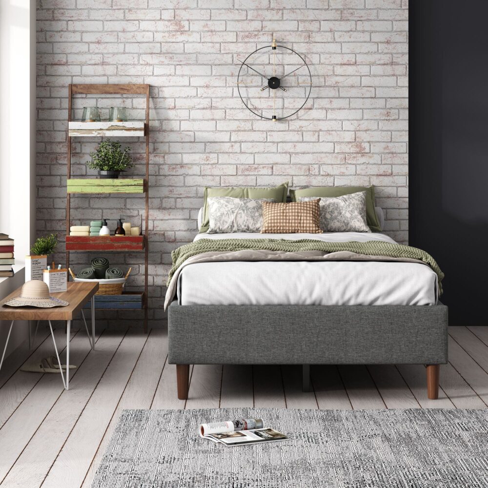 NNEDSZ Bed Frame Mattress Foundation (Dark Grey) – Queen-3