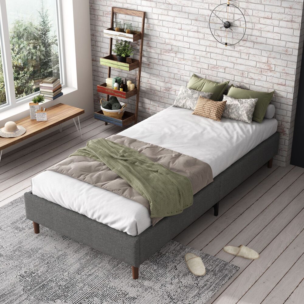 NNEDSZ Bed Frame Mattress Foundation (Dark Grey) – Queen-4