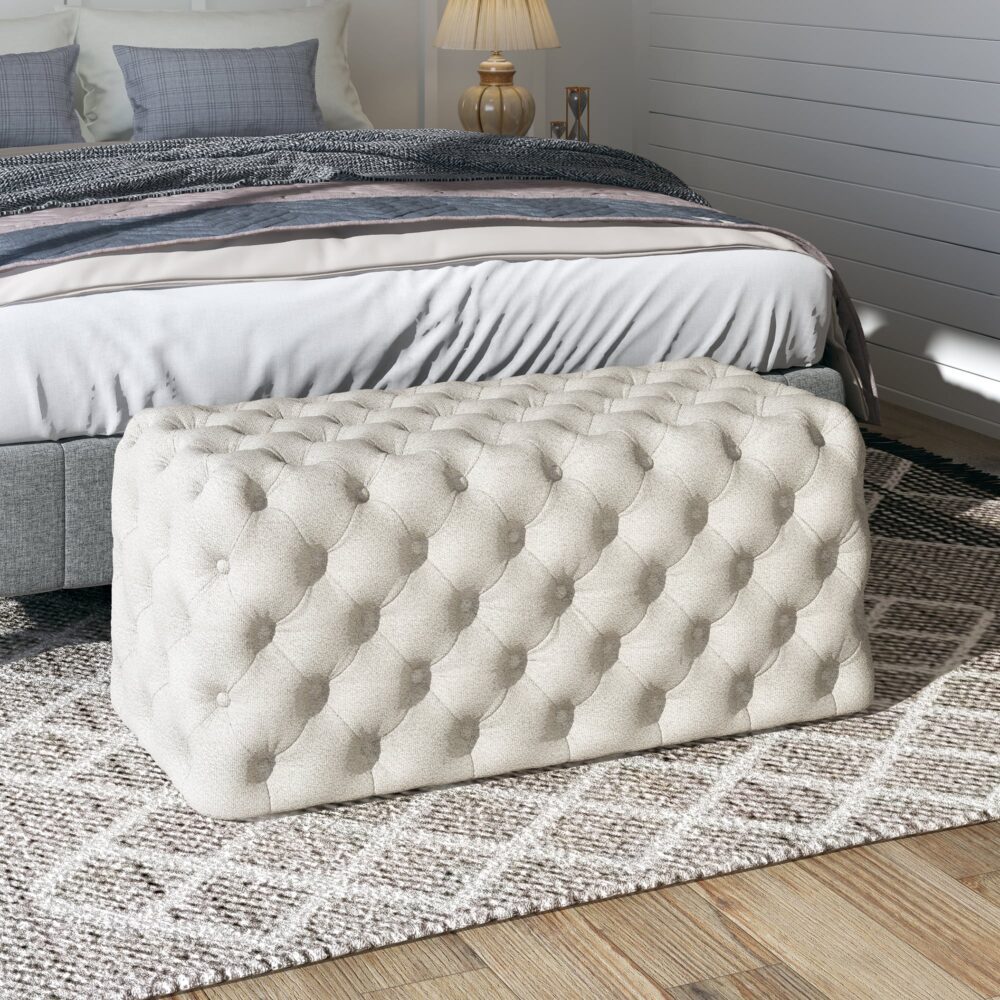 NNEDSZ Elsa Tufted Ottoman Beach Boucle White-Rectangular-0