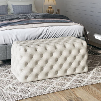 NNEDSZ Elsa Tufted Ottoman Beach Boucle White-Rectangular-0
