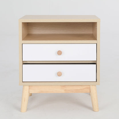 NNEDSZ 2X Bedside Table Side Storage Cabinet Nightstand Bedroom 2 Drawer ANYA OAK-1