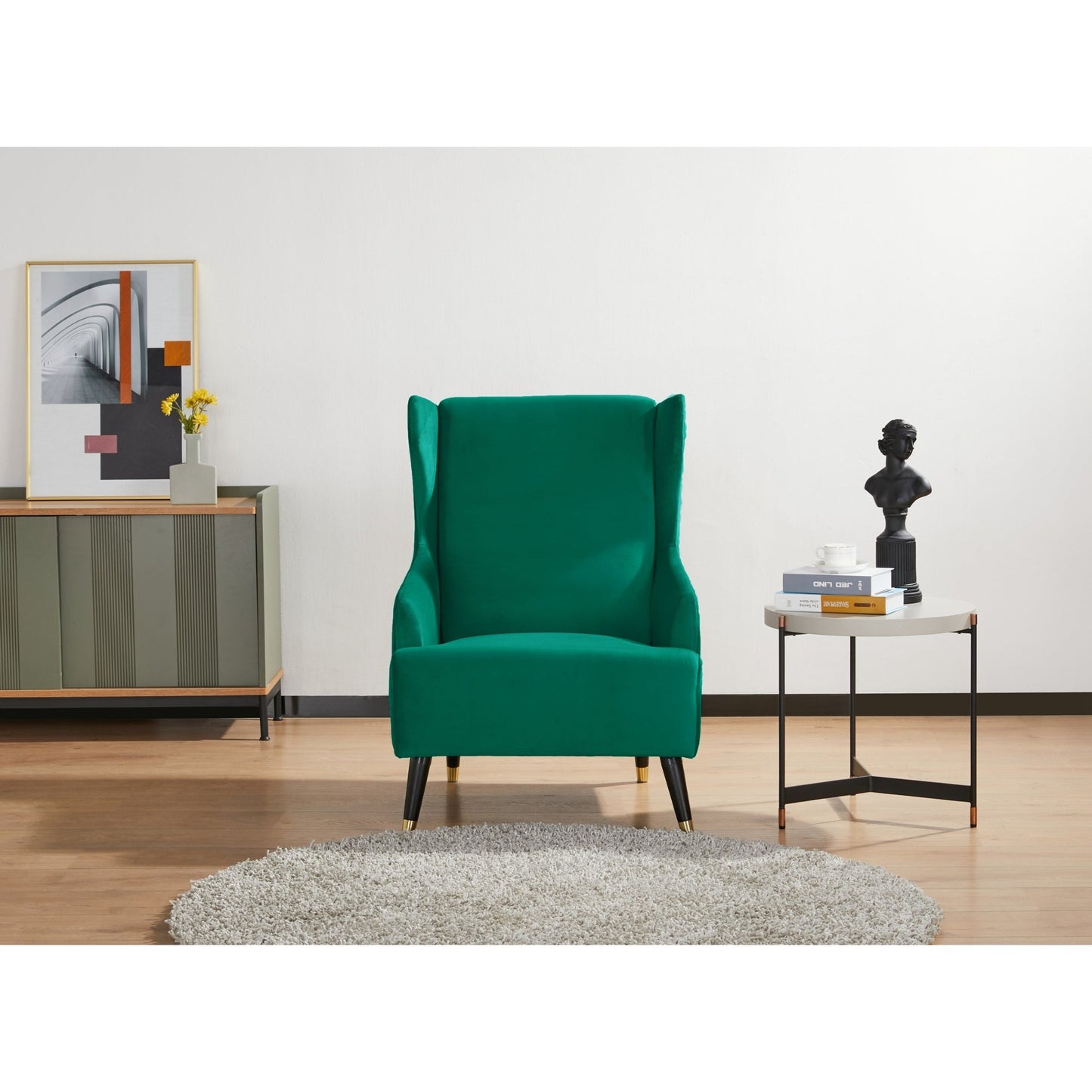 NNEDSZ Sylvia Accent Sofa Arm Chair Fabric Uplholstered Lounge Couch - Green-2