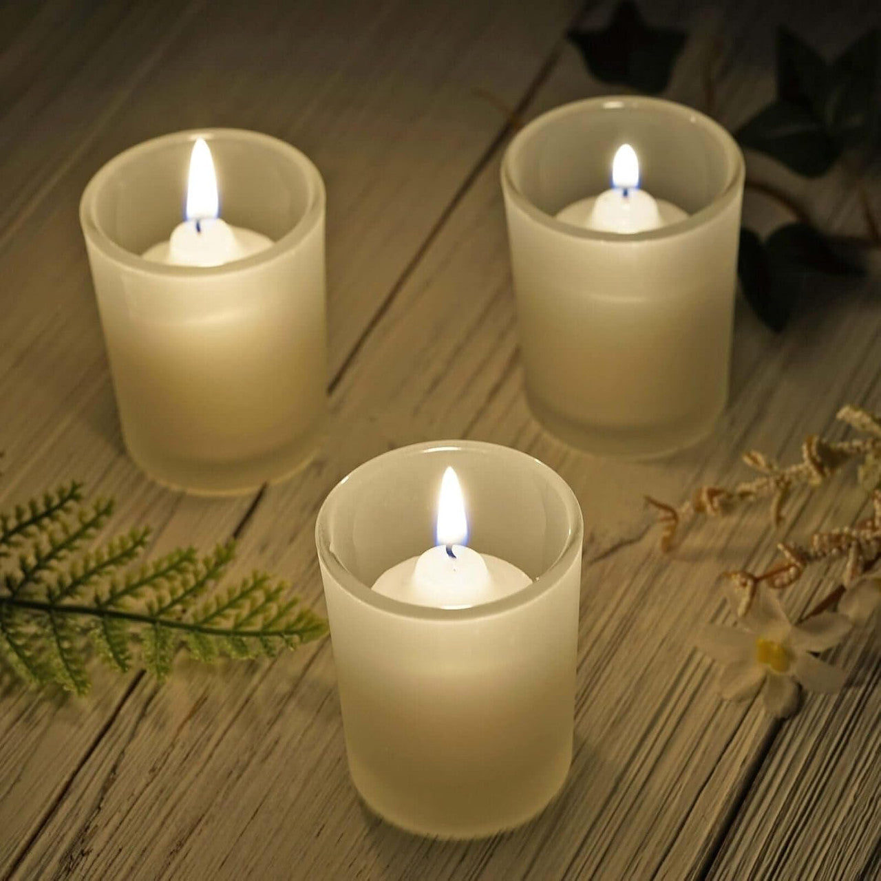 NNEDSZ 40 Pack Frosted White Glass Votive Candle Holders for Candle Making Kit Tealight Candles Cup Home Decoration-2