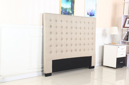 NNEDSZ Bed Head Queen Beige Headboard Upholstery Fabric Tufted Buttons-2