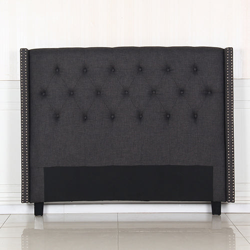 NNEDSZ Head Queen Charcoal Headboard Upholstery Fabric Studded Buttons-0