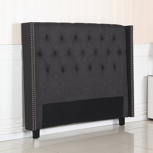 NNEDSZ Head Queen Charcoal Headboard Upholstery Fabric Studded Buttons-3