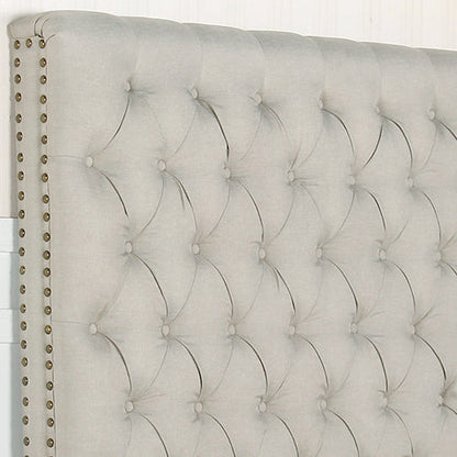 NNEDSZ Bed Head King Size French Provincial Headboard Upholsterd Fabric Beige-2