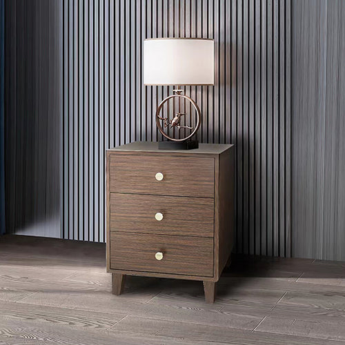 NNEDSZ Bedside Table MDF 3 Drawers Side Table Night Stand Storage in Brown Colour-0