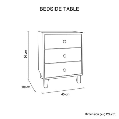 NNEDSZ Bedside Table MDF 3 Drawers Side Table Night Stand Storage in Brown Colour-3