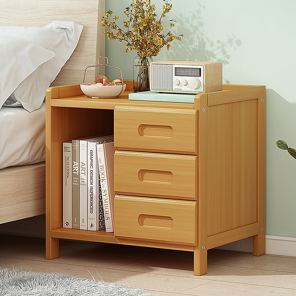 NNEDSZ Bamboo Bedside Table Nightstand Storage Bedroom Sofa Side Stand-1