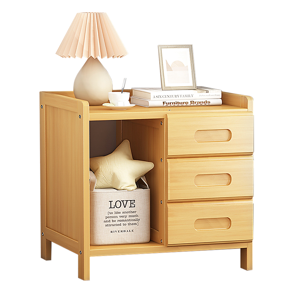 NNEDSZ Bamboo Bedside Table Nightstand Storage Bedroom Sofa Side Stand-0