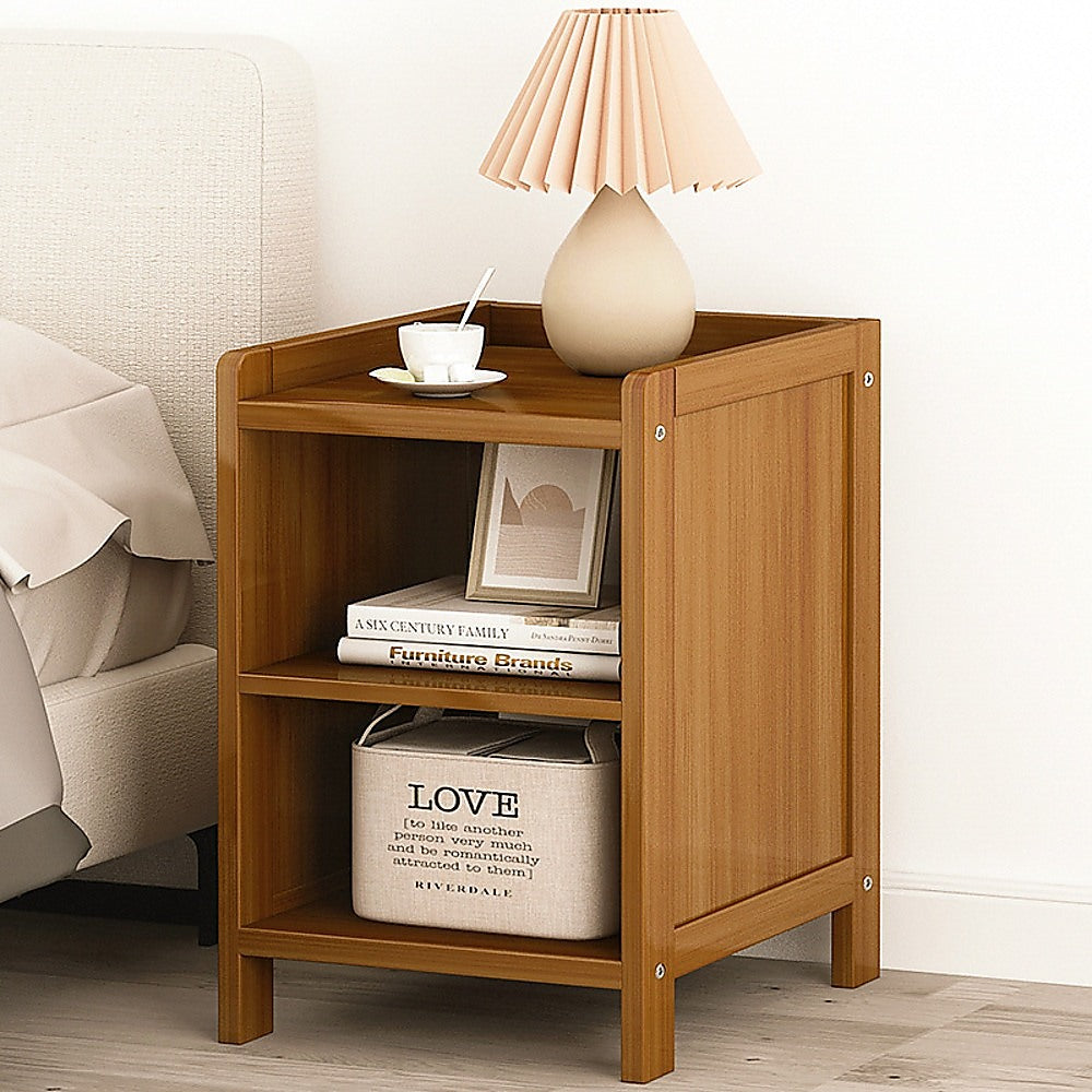 NNEDSZ Bamboo Bedside Table Nightstand Storage Bedroom Sofa Side Stand-0