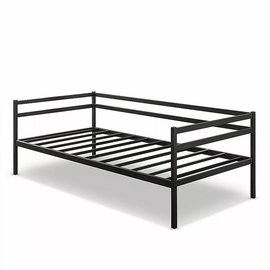 NNEDSZ Single Daybed Metal Frame Sofa Premium Black Day Bed Steel Support-0