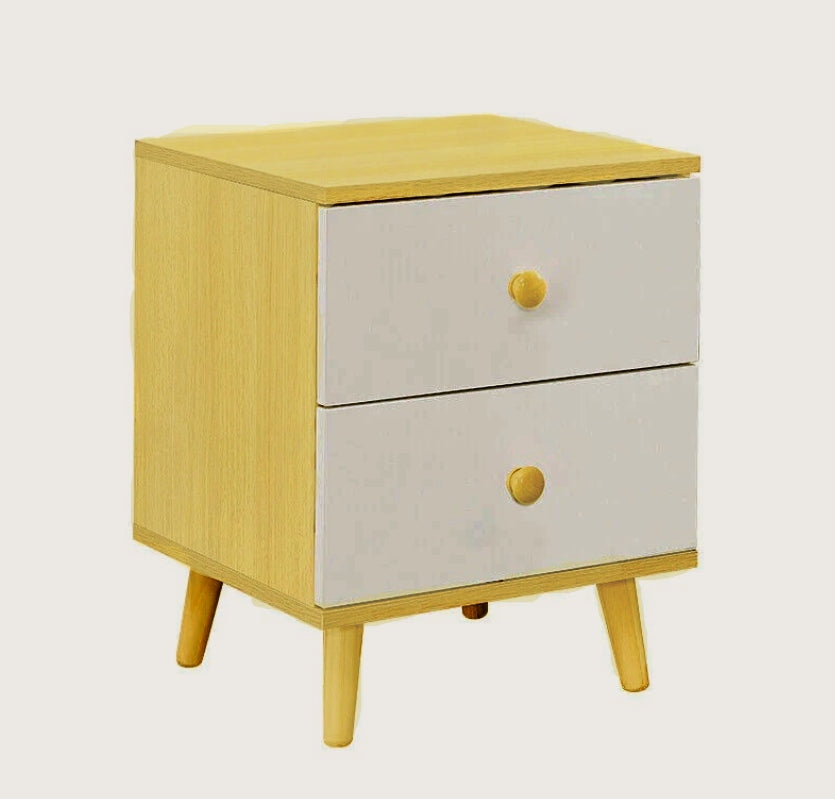 NNEDSZ NNECN Wooden Bedside Cabinet with Two Drawers and Sturdy Legs-1