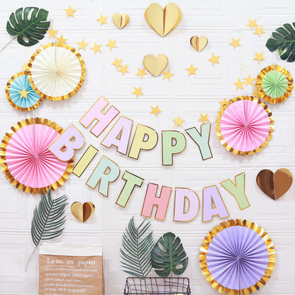 NNEDSZ Happy Birthday Party Decoration Set -  Fan Decorations, Hearts, Stars & Banner-0