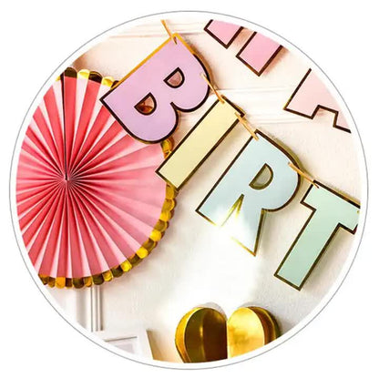 NNEDSZ Happy Birthday Party Decoration Set -  Fan Decorations, Hearts, Stars & Banner-1