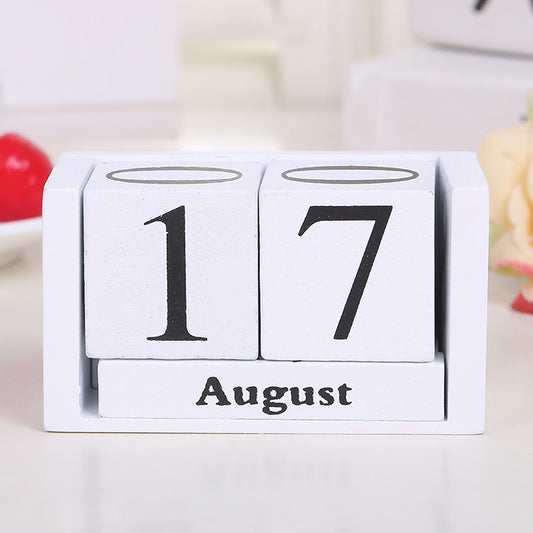 NNEDSZ Wooden Calendar Decoration for Home Office (White) 9.5x4.3x5cm-0